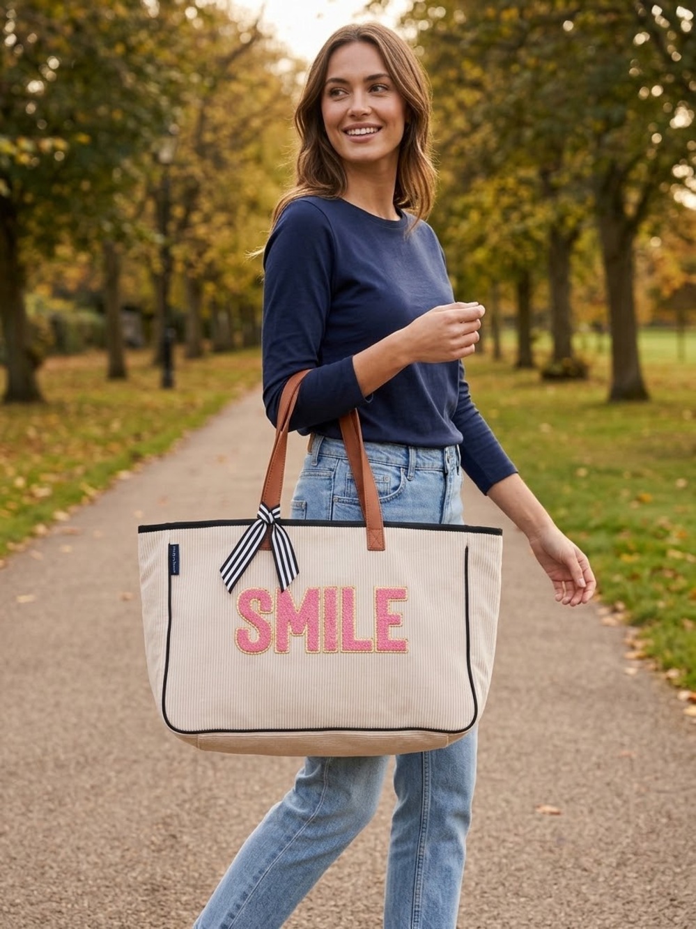 New Simply Southern Corduroy Tote Bag Smile Gift Dopamine